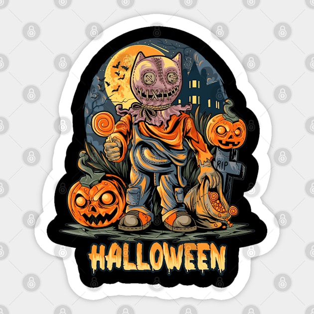 Halloween night and pumpkin zombie Sticker by sharukhdesign